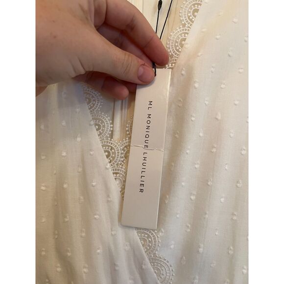 NWT Monique Lhuillier Swiss Dot Midi Dress - Picture 7 of 16